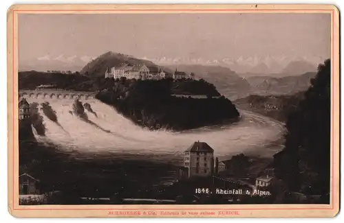 Fotografie Schroeder & Cie., Zürich, Ansicht Schaffhausen, Ortspartie mit dem Rheinfall