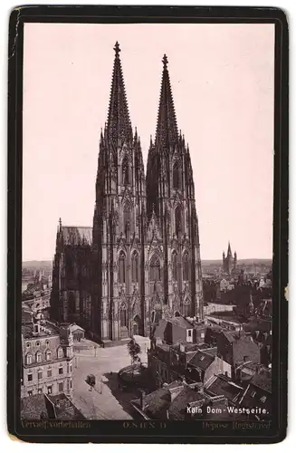 Fotografie unbekannter Fotograf, Ansicht Köln, Kölner Dom mit Wohnhäusern
