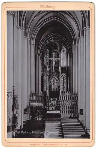 Fotografie Stengel & Co., Dresden, Ansicht Marburg, Innenansicht der Elisabethkirche mit Altar