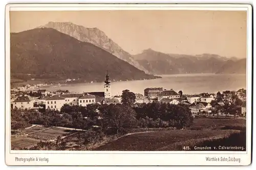 Fotografie Würthle & Sohn, Salzburg, Ansicht Gmunden, Blick auf den Ort vom Calvarienberg aus