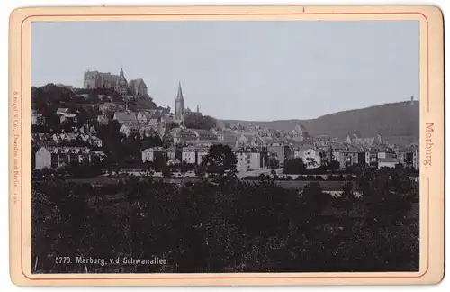 Fotografie Stengel & Co., Dresden, Ansicht Marburg / Lahn, Blick zum Ort v. d. Schwanalle gesehen