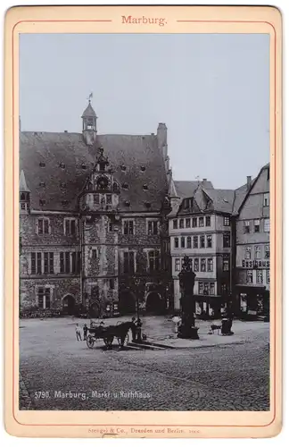 Fotografie Stengel & Co., Dresden, Ansicht Marburg, Marktplatz mit dem Rathaus
