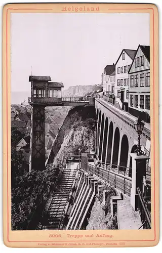 Fotografie Römmler & Jonas, Dresden, Ansicht Helgoland, Blick auf die grosse Treppe und den Aufzug zur Oberstadt