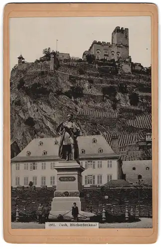 Fotografie Stengel & Co., Dresden, Ansicht Caub, Partie am Blücherdenkmal mit Blick zur Burg