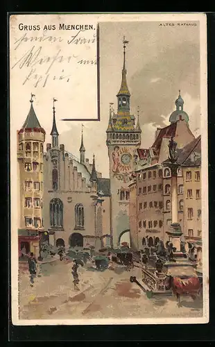 Lithographie München, Altes Rathaus