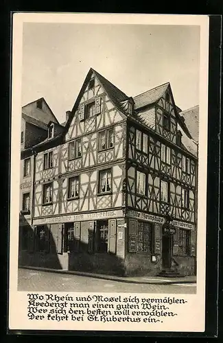 AK Koblenz / Rhein, Gasthaus Weinhaus Zum Hubertus