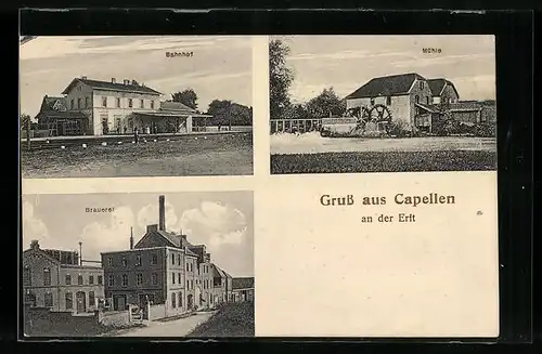 AK Capellen /Erft, Bahnhof, Mühle und Brauerei