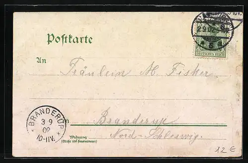 Lithographie Hamburg-St.Pauli, Reeperbahn mit Welt-Bodega bei Nacht, Matrose mit Frau