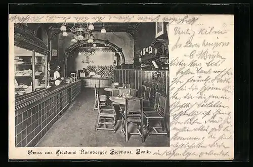 AK Berlin, Blick in Siechens Nürnberger Bierhaus in der Behrenstrasse