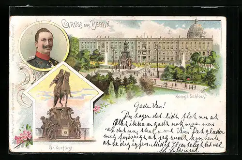 Lithographie Berlin, Königl. Schloss, Gr. Kurfürst