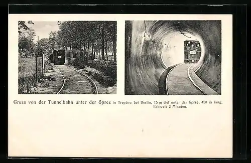 AK Treptow-Berlin, Tunnelbahn unter der Spree