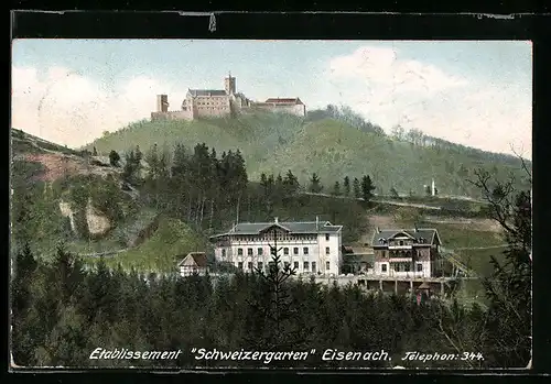 AK Eisenach, Blick auf das Etablissement Schweizergarten