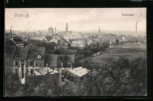 AK Fürth i. B., Panorama der Stadt