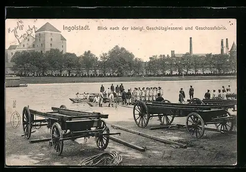 AK Ingolstadt, Blick zur königl. Geschutzgiesserei und Geschossfabrik