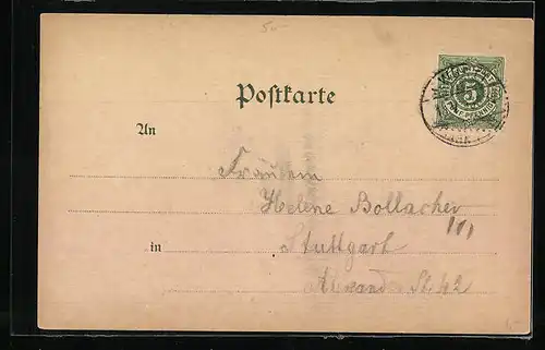 Lithographie Lichtenstein, Blick auf die Burg