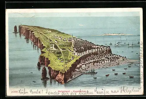 AK Helgoland, Totalansicht aus der Vogelschau