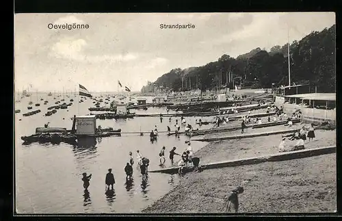 AK Hamburg-Övelgönne, Strandpartie mit Badegästen