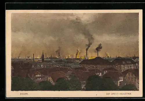 AK Essen, Ortsansicht mit Grossindustrie