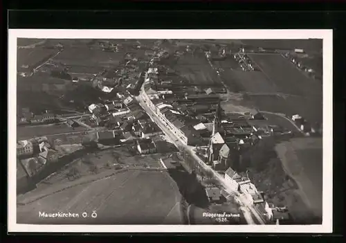 AK Mauerkirchen, Fliegeraufnahme des Ortes