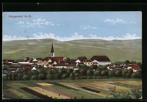 AK Haugsdorf, Ortspartie mit Kirche