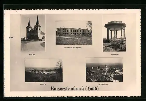 AK Kaisersteinbruch, Lager, Kirche, Gloriette, Gesamtansicht
