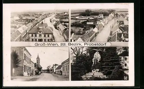 AK Probstdorf, Strassenpartie aus der Vogelschau, Blick zur Kirche