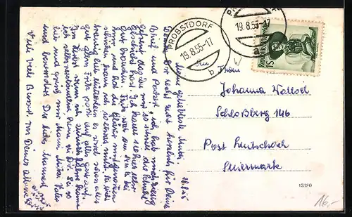 AK Probstdorf, Strassenpartie aus der Vogelschau, Blick zur Kirche