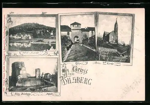AK Dilsberg, Kirche, Thor, Burg, Ortsansicht