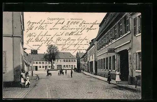 AK Oggersheim, Marktplatz mit Restaurants Peter Hoffmann und zum Schillerplatz