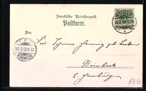 Lithographie Weimar, Museum, Schiller Haus, Post