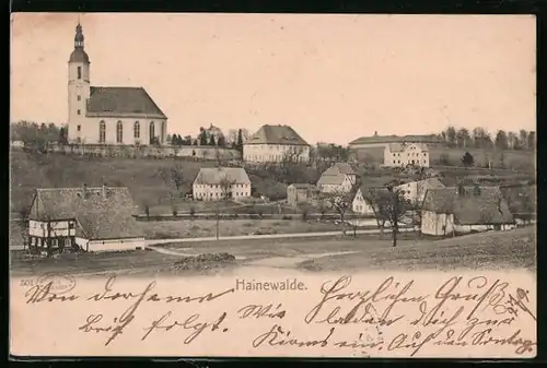 AK Hainewalde, Ortsansicht mit Kirche