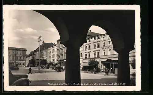 AK Striegau, Durchblick durch die Lauben auf den Ring
