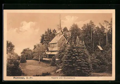 AK Rominten, Kapelle und Glockenturm