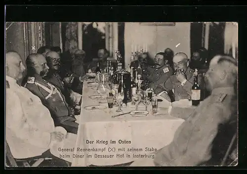 AK Insterburg, General Rennenkampf mit seinem Stabe beim Diner im Dessauer Hof