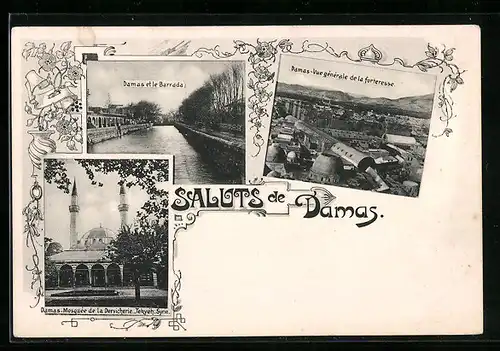 Passepartout-AK Damas, Mosquée de la Dervicherie, Barrada, Vue generale de la fortresse