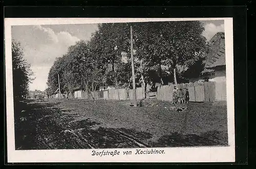 AK Kociubince, Blick in Dorfstrasse