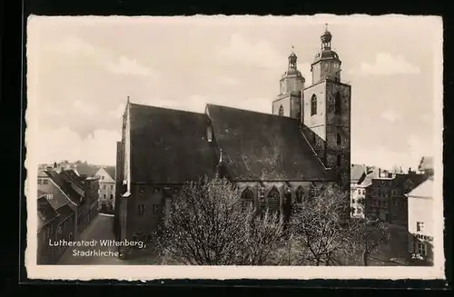 AK Wittenberg, Stadtkirche aus der Vogelschau