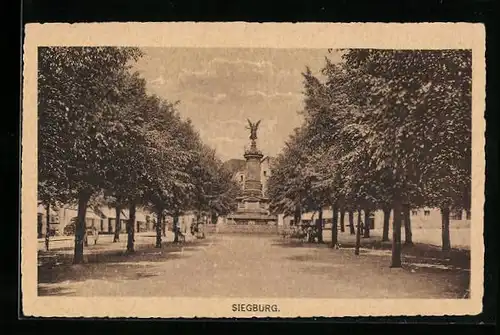 AK Siegburg, Allee mit Denkmal