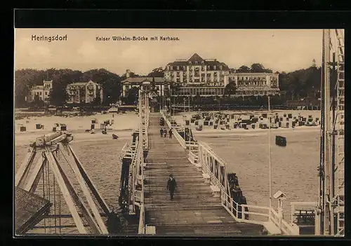 AK Heringsdorf, Kaiser Wilhelm-Brücke mit Kurhaus