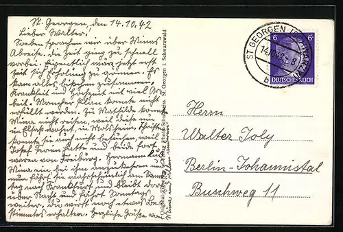 AK St. Georgen /Schwarzwald, Teilansicht