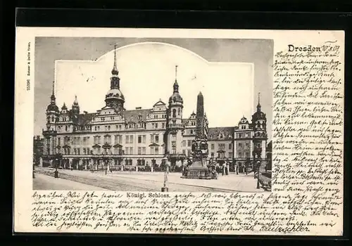 AK Dresden, Königliches Schloss mit Denkmal