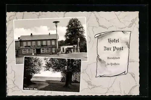 AK Bornhöved in Holstein, Hotel zur Post, Partie am See