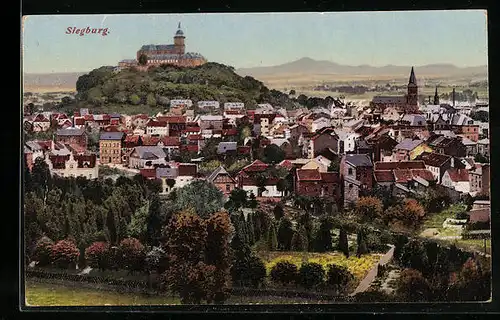 AK Siegburg, Teilansicht mit Burg