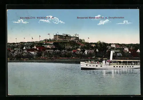 AK Werder a. H., Restaurant Bismarckshöhe mit Dampferstation