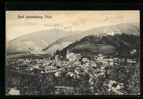 AK Bad Leutenberg /Th., Ortsansicht mit Bergblick aus der Vogelschau