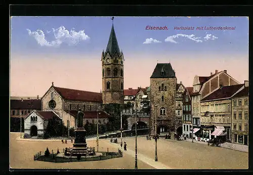 AK Eisenach, Karlsplatz mit Lutherdenkmal
