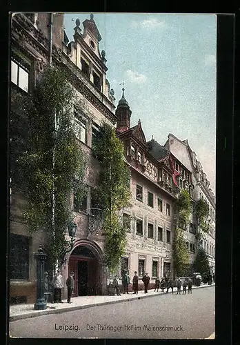 AK Leipzig, Gasthaus Thüringer Hof im Maienschmuck