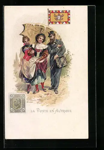 AK La Poste en Autriche, Österreichischer Briefträger