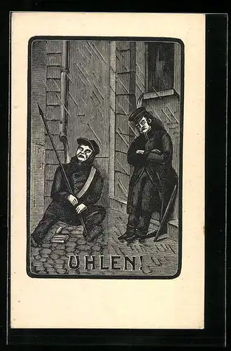 AK Hamburg, Uhlen!, Schlafende an einer Hauswand, Alt-Hamburg-Tag im Zoo 1923