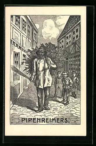 AK Hamburg, Piepenreimers!, Mann mit Kiepe und Strassenjungen, Alt-Hamburg-Tag im Zoo 1923